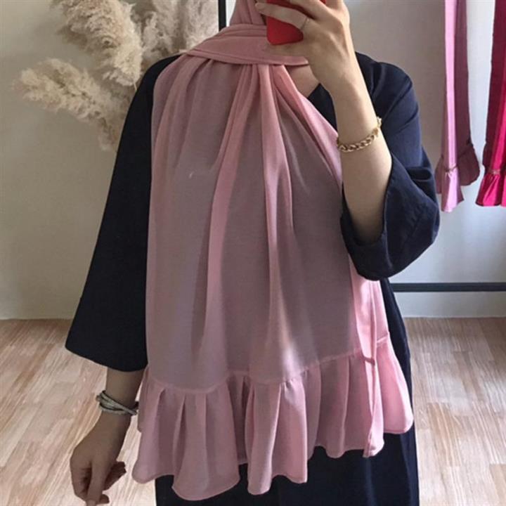 شال زنانه مزونی هلنسا مدل حریر چین دار( ) اصلا سر نیست - صورتی